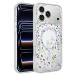 Custodia magnetica per telefono con glitter e motivo floreale IMD, For iPhone 18 Pro, For iPhone 18 Pro Max, For iPhone 17 Pro Max, For iPhone 17 Pro