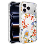 Custodia magnetica per telefono con glitter e motivo floreale IMD, For iPhone 18 Pro, For iPhone 18 Pro Max, For iPhone 17 Pro Max, For iPhone 17 Pro