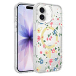 Custodia magnetica per telefono con glitter e motivo floreale IMD, For iPhone 17, For iPhone 16 Pro Max, For iPhone 16 Pro, For iPhone 16