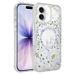 Custodia magnetica per telefono con glitter e motivo floreale IMD, For iPhone 17, For iPhone 16 Pro Max, For iPhone 16 Pro, For iPhone 16