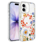 Custodia magnetica per telefono con glitter e motivo floreale IMD, For iPhone 17, For iPhone 16 Pro Max, For iPhone 16 Pro, For iPhone 16