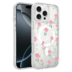 Custodia magnetica per telefono con glitter e motivo floreale IMD, For iPhone 17, For iPhone 16 Pro Max, For iPhone 16 Pro, For iPhone 16