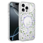 Custodia magnetica per telefono con glitter e motivo floreale IMD, For iPhone 17, For iPhone 16 Pro Max, For iPhone 16 Pro, For iPhone 16
