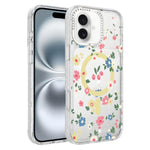Custodia magnetica per telefono con glitter e motivo floreale IMD, For iPhone 17, For iPhone 16 Pro Max, For iPhone 16 Pro, For iPhone 16