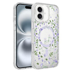 Custodia magnetica per telefono con glitter e motivo floreale IMD, For iPhone 17, For iPhone 16 Pro Max, For iPhone 16 Pro, For iPhone 16