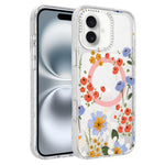 Custodia magnetica per telefono con glitter e motivo floreale IMD, For iPhone 17, For iPhone 16 Pro Max, For iPhone 16 Pro, For iPhone 16