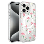 Custodia magnetica per telefono con glitter e motivo floreale IMD, For iPhone 15 Pro Max, For iPhone 15 Pro, For iPhone 15