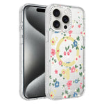 Custodia magnetica per telefono con glitter e motivo floreale IMD, For iPhone 15 Pro Max, For iPhone 15 Pro, For iPhone 15