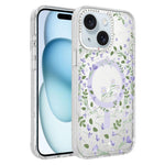 Custodia magnetica per telefono con glitter e motivo floreale IMD, For iPhone 15 Pro Max, For iPhone 15 Pro, For iPhone 15