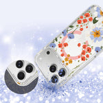 Custodia magnetica per telefono con glitter e motivo floreale IMD, For iPhone 15 Pro Max, For iPhone 15 Pro, For iPhone 15