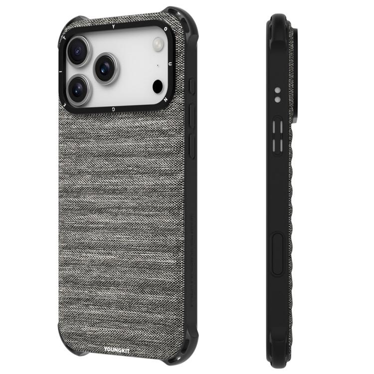 Custodia magnetica per telefono YOUNGKIT in tela TPU con texture effetto jeans., For iPhone 17 Pro Max, For iPhone 17 Pro