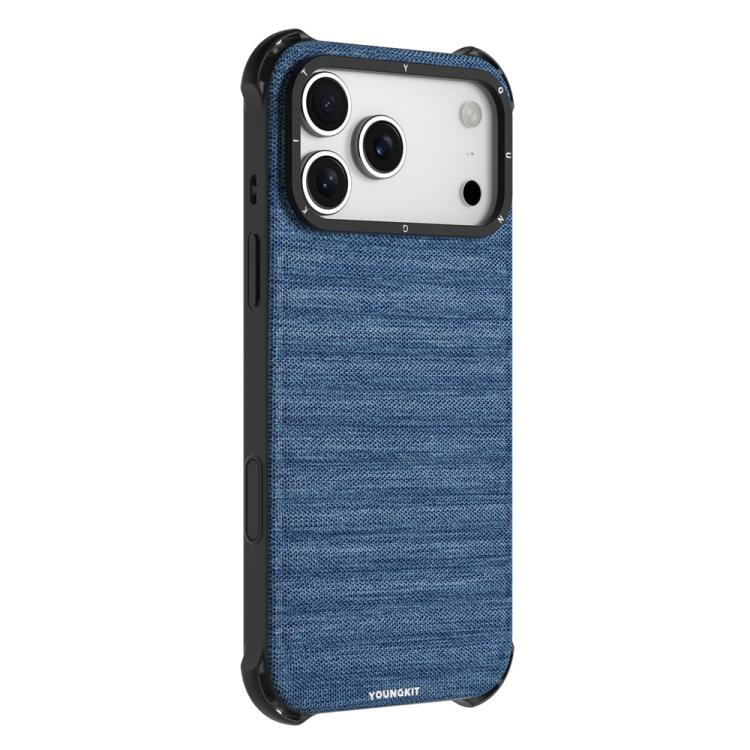 Custodia magnetica per telefono YOUNGKIT in tela TPU con texture effetto jeans., For iPhone 17 Pro Max, For iPhone 17 Pro