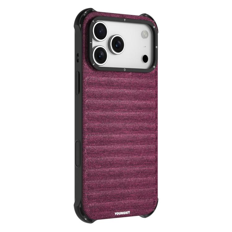Custodia magnetica per telefono YOUNGKIT in tela TPU con texture effetto jeans., For iPhone 17 Pro Max, For iPhone 17 Pro