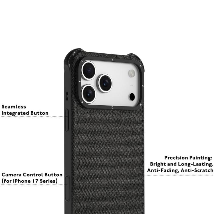 Custodia magnetica per telefono YOUNGKIT in tela TPU con texture effetto jeans., For iPhone 17 Pro Max, For iPhone 17 Pro