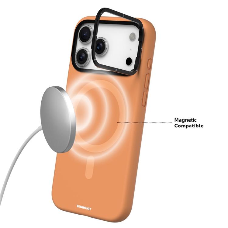 Custodia per telefono in silicone con supporto magnetico per obiettivo serie Condensate di YOUNGKIT., For iPhone 17 Pro Max, For iPhone 17 Pro