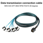 WG200 mini SAS SFF-8643 to 4 x SATA 90-Degree Angled High-Speed ??Server Data Cable, 0.5m, 1m