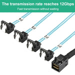 WG200 mini SAS SFF-8643 to 4 x SATA 90-Degree Angled High-Speed ??Server Data Cable, 0.5m, 1m