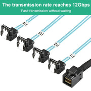 WG200 mini SAS SFF-8643 to 4 x SATA 90-Degree Angled High-Speed ??Server Data Cable, 0.5m, 1m