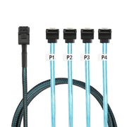 WG200 mini SAS SFF-8643 to 4 x SATA 90-Degree Angled High-Speed ??Server Data Cable, 0.5m, 1m