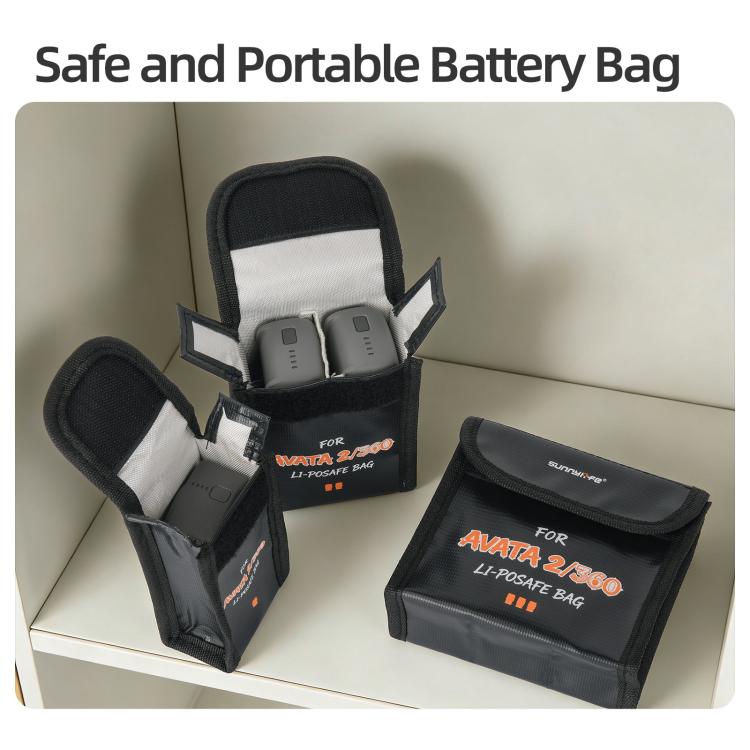 Borsa di sicurezza antideflagrante Sunnylife per batterie DJI Avata 2 / 360, borsa protettiva per batterie Li-Po., For 1pc Battery, For 2pcs Batteries, For 3pcs Batteries