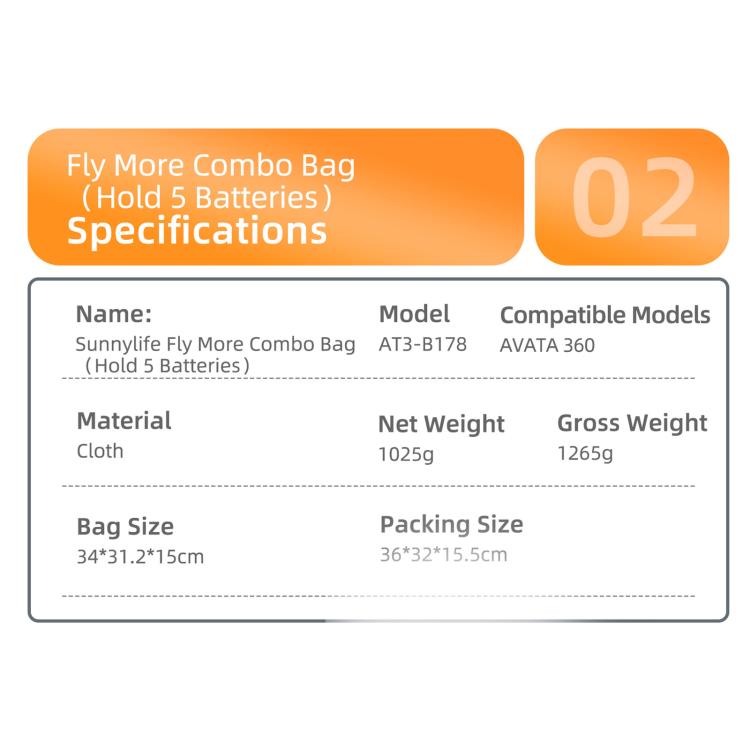 Borsa rigida da viaggio Sunnylife per DJI Avata 360., Easy Carrying Combo Bag, 5-Batteries Combo Bag, 6-Batteries Combo Bag