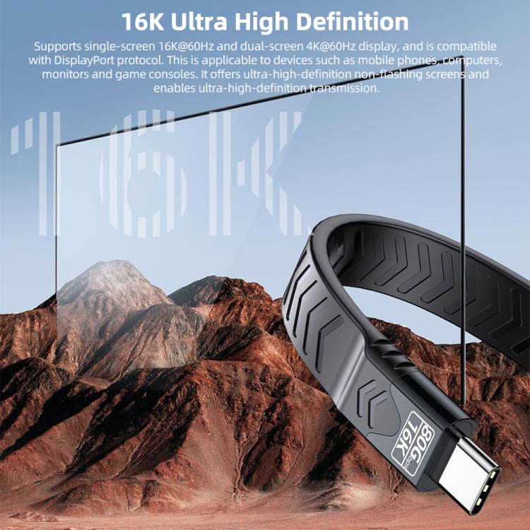 Cavo USB-C 240W 80Gbps Thunderbolt 5 16K 15cm
