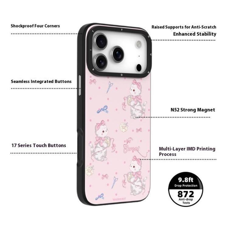 Custodia per telefono magnetica IMD TPU YOUNGKIT con simpatici animali della serie Time., For iPhone 17 Pro Max, For iPhone 17 Pro