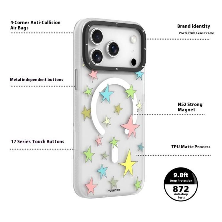 Custodia per telefono magnetica in TPU IMD della serie Sweetheart di YOUNGKIT, For iPhone 17 Pro Max, For iPhone 17 Pro