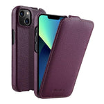 melkco Custodia per telefono in vera pelle con motivo litchi, apertura verticale magnetica, For iPhone 14 Pro Max, For iPhone 13 Pro Max, For iPhone 13 Pro, For iPhone 13