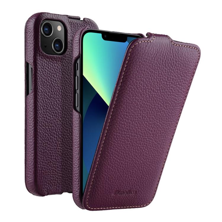 melkco Custodia per telefono in vera pelle con motivo litchi, apertura verticale magnetica, For iPhone 14 Pro Max, For iPhone 13 Pro Max, For iPhone 13 Pro, For iPhone 13