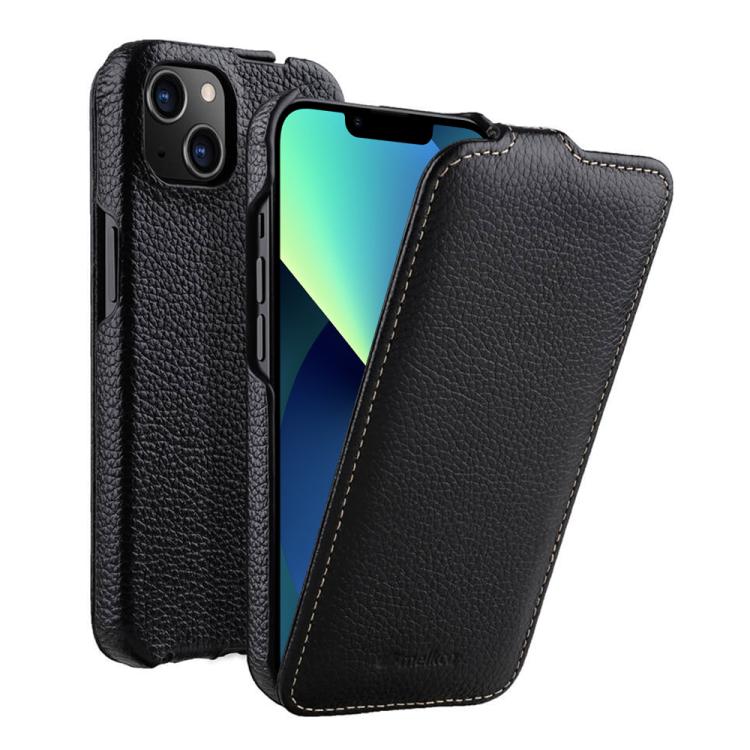 melkco Custodia per telefono in vera pelle con motivo litchi, apertura verticale magnetica, For iPhone 14 Pro Max, For iPhone 13 Pro Max, For iPhone 13 Pro, For iPhone 13