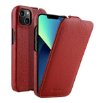 melkco Custodia per telefono in vera pelle con motivo litchi, apertura verticale magnetica, For iPhone 14 Pro Max, For iPhone 13 Pro Max, For iPhone 13 Pro, For iPhone 13
