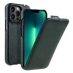 melkco Custodia per telefono in vera pelle con motivo litchi, apertura verticale magnetica, For iPhone 14 Pro Max, For iPhone 13 Pro Max, For iPhone 13 Pro, For iPhone 13