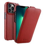 melkco Custodia per telefono in vera pelle con motivo litchi, apertura verticale magnetica, For iPhone 14 Pro Max, For iPhone 13 Pro Max, For iPhone 13 Pro, For iPhone 13