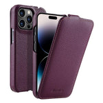 melkco Custodia per telefono in vera pelle con motivo litchi, apertura verticale magnetica, For iPhone 14 Pro Max, For iPhone 13 Pro Max, For iPhone 13 Pro, For iPhone 13