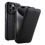 melkco Custodia per telefono in vera pelle con motivo litchi, apertura verticale magnetica, For iPhone 16 Pro Max, For iPhone 16 Pro, For iPhone 16, For iPhone 15 Pro Max