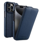 melkco Custodia per telefono in vera pelle con motivo litchi, apertura verticale magnetica, For iPhone 16 Pro Max, For iPhone 16 Pro, For iPhone 16, For iPhone 15 Pro Max