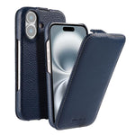 melkco Custodia per telefono in vera pelle con motivo litchi, apertura verticale magnetica, For iPhone 16 Pro Max, For iPhone 16 Pro, For iPhone 16, For iPhone 15 Pro Max