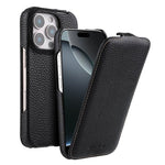 melkco Custodia per telefono in vera pelle con motivo litchi, apertura verticale magnetica, For iPhone 16 Pro Max, For iPhone 16 Pro, For iPhone 16, For iPhone 15 Pro Max