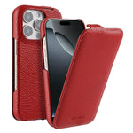 melkco Custodia per telefono in vera pelle con motivo litchi, apertura verticale magnetica, For iPhone 16 Pro Max, For iPhone 16 Pro, For iPhone 16, For iPhone 15 Pro Max