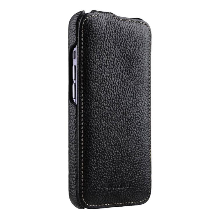 melkco Custodia per telefono in vera pelle con motivo litchi, apertura verticale magnetica, For iPhone 16 Pro Max, For iPhone 16 Pro, For iPhone 16, For iPhone 15 Pro Max