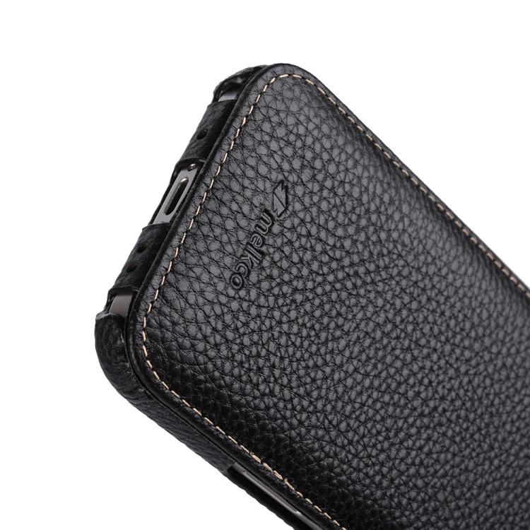 melkco Custodia per telefono in vera pelle con motivo litchi, apertura verticale magnetica, For iPhone 16 Pro Max, For iPhone 16 Pro, For iPhone 16, For iPhone 15 Pro Max
