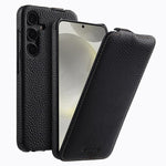 melkco Custodia per telefono in vera pelle con motivo litchi, apertura verticale magnetica, For Samsung Galaxy S24+ 5G, For Samsung Galaxy S24 5G