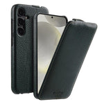 melkco Custodia per telefono in vera pelle con motivo litchi, apertura verticale magnetica, For Samsung Galaxy S24+ 5G, For Samsung Galaxy S24 5G