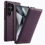 melkco Custodia per telefono in vera pelle con motivo litchi, apertura verticale magnetica, For Samsung Galaxy S25 5G, For Samsung Galaxy S25+ 5G, For Samsung Galaxy S25 Ultra 5G, For Samsung Galaxy S24 Ultra 5G