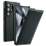 melkco Custodia per telefono in vera pelle con motivo litchi, apertura verticale magnetica, For Samsung Galaxy S25 5G, For Samsung Galaxy S25+ 5G, For Samsung Galaxy S25 Ultra 5G, For Samsung Galaxy S24 Ultra 5G