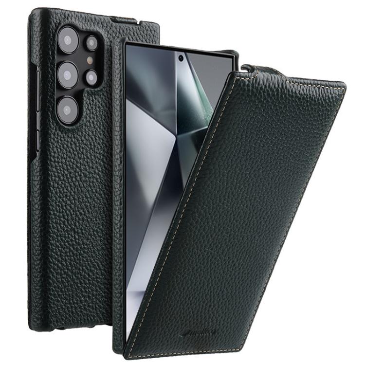 melkco Custodia per telefono in vera pelle con motivo litchi, apertura verticale magnetica, For Samsung Galaxy S25 5G, For Samsung Galaxy S25+ 5G, For Samsung Galaxy S25 Ultra 5G, For Samsung Galaxy S24 Ultra 5G