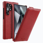 melkco Custodia per telefono in vera pelle con motivo litchi, apertura verticale magnetica, For Samsung Galaxy S25 5G, For Samsung Galaxy S25+ 5G, For Samsung Galaxy S25 Ultra 5G, For Samsung Galaxy S24 Ultra 5G