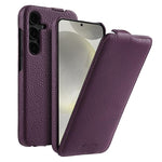 melkco Custodia per telefono in vera pelle con motivo litchi, apertura verticale magnetica, For Samsung Galaxy S24+ 5G, For Samsung Galaxy S24 5G