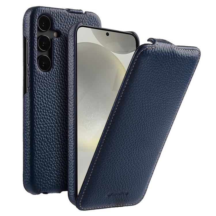 melkco Custodia per telefono in vera pelle con motivo litchi, apertura verticale magnetica, For Samsung Galaxy S24+ 5G, For Samsung Galaxy S24 5G